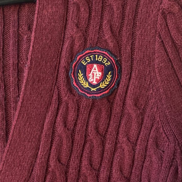 Abercrombie Fitch Burgundy Red Cotton Cardigan Sweater Womens Size M Cable Knit - Picture 8 of 16